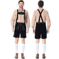 Men's Bavarian Oktoberfest Costume Set - Plaid Shirt, Suspenders and Suit Jacket for Festival XL geltona