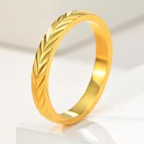 Trendy Chevron Herringbone Ring for Women Men, 18K Gold Plated Stainless Steel Stackable Band, Waterproof Tarnish Free US Size 6