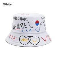Outdoor Graffiti Letter Summer Bucket Hat Hip Hop Cap Fisherman Hat Harajuku balta