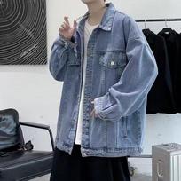 Men's Trendy Hong Kong-Style Denim Jacket - Loose Fit, Retro Workwear for Spring and Autumn XL