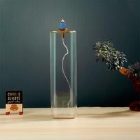 Elegantiškas stiklinis smilkalų degiklis su nuimamu pelenų surinkėju, 2-in-1 kūgeliams ir smilkalų lazdelėms, kvapnus, bekvapis, tinkamas namų dekoravimui Square glass reflux incense burner