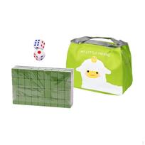 Compact Mahjong Board Game Set in Carry Bag - Traditional Chinese Entertainment žalia