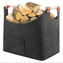 Ypač didelis malkų laikymo krepšys - Sulankstomas tvirtas veltinio malkų nešiklis su sutvirtintomis rankenomis, puikiai tinka židiniui S-40x22x27cm juoda