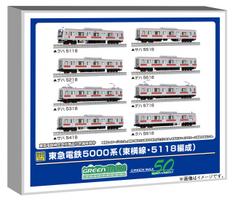 Greenmax N Gauge Tokyu Corporation 5000 Series Toyoko Line 5118 Formation Set with Motor Model Train 50826 8-Car -