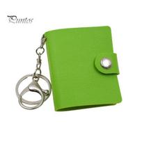 ID Photo Album Mini Leather Keychain with Lobster Clasp, PU Material, Ideal for Storing Compact Organizer Photos, Polaroids & Collectible Cards, Cute A žalia