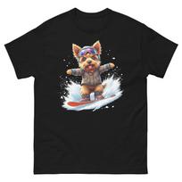 Yorkie Dog Snowboarding Fun Snowboard Design T-Shirt XXL