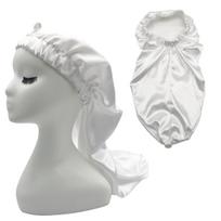 No Moq High Quality Long Bonnets for Braids Satin Bonnet Custom Logo Silk Bonnet with Button