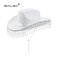 2025 Luxury Western Cowgirl Cowboy Hat Custom Logo Wide Brim Wool Sun Protection for Women Four Seasons Household 56-58cm