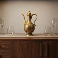 Brass Vintage Coffee Pot Luxury Chinese Teapot Flagon Embossed Metal Pitcher for Collectors, S