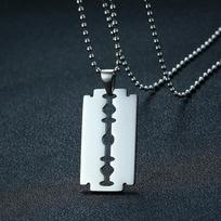 Stylish Double Edge Razor Blades Pendant for Men Necklace Stainless Steel Casual Male collar Gifts With 20 /24  Chain 50cm