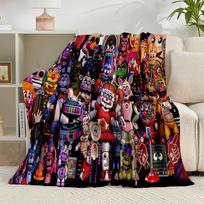 1PC Fnaf Character Collage Flannel Blanket Gift, Suitable for Both Men And Women, Soft Ideal for Beds And Sofa, Birthday Or Christmas Gift 75x90cm