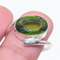 Peridoto brangakmenis 925 prabos sidabro papuošalas žiedas 7 dydis gray