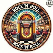 Vintažinis Rock n Roll Jukebox apvalus metalinis skardinis ženklas Sienos meno dekoras 8x8 20x20 įvairiaspalvis