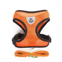 Breathable Chihuahua Pug Bulldog Cat Puppy Vest Collar Dog Leash Pet Harness S rožinė raudona spalva