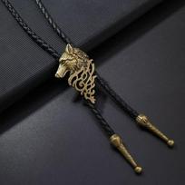 Unisex Retro Cowboy Jazz Hat with Feather & Cowhide Bolo Tie Pendant