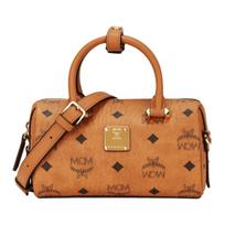 MCM Visetos konjako spalvos odinė mini Boston rankinė per petį su auksiniais metaliniais elementais kasdieniam naudojimui Shopping Bag Set(Basic Set+Shopping Bag) brown