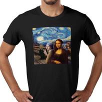 Mona Lisa selfie The Scream Portrait funny art print humour cotton tee t shirt S