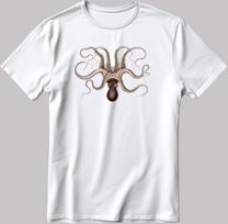 Octopus Figure Short Sleeve White-Black Men's / Women's T-Shirt F049 S