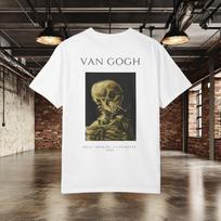 Van Gogho kaukolė su cigarete marškinėliai, Vintažiniai meno marškinėliai, Gotikiniai skeletų marškinėliai, Muziejaus meno kūrinio grafiniai marškinėliai, Unisex dovana L white