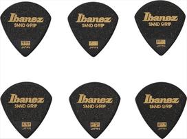 Ibanez Grip Wizard Series Sand Grip Pick Black Picks with (HEAVY) 6-pack, (PPA18HSGBK) - non-slip material.