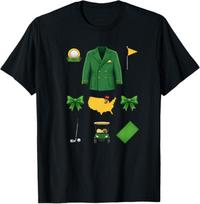 Green Jacket Golf Masters Inspired T-Shirt, Augusta Golf Tournament Fan Gift, Golf Lover USA Map, Green Golf Icons Funny Golfing T-Shirt 4XL
