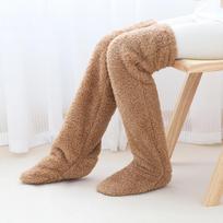 Thicken Coral Fleece Stockings Long Thigh High Socks Simple Thermal Floors Socks  Winter ruda