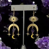 Geometric Sun Drop Earrings Crafted From Gold Plated Copper For Kids Gift Accessories