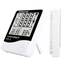 Digital Thermometer Hygrometer LCD Meter Temperature and Humidity Meter Gauge With Clock Humidity Thermometer (White,±2℃) balta