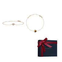 Daniel Wellington Light luxury style stacking set, synthetic cubic zirconia alloy tiger eye stone brass bracelet for women C1427C626 auksas