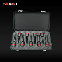 TOMAC 9 Piece 1/2  Drive XZN (Triple Square) Impact Bit Socket Tool Set with Color Rings, CRMO, 78 MM, Metal Box Pneumatic Tool Kits