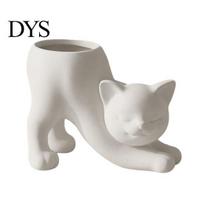 Indoor Succulents Container 3D Printed Stretching Cat Planter Pot, Cute Kitty Creative Small Cactus Flowerpot Animal Flowerpot, Lovely Kitten balta