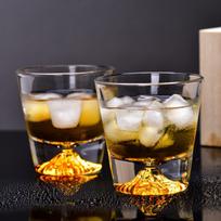 Japanese Fuji Mountain Glass Cup Set Heat Resistant Crystal Whiskey Glasses Gift Box for Couples 201-300ml