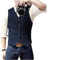Men's Suit Vest V Neck Wool Herringbone Tweed Casual Waistcoat Formal Business Vest Groomman XS