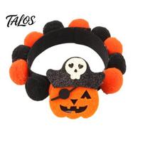 Pom-pom Pet Collar Halloween Cat Collar, Adjustable Cute Pumpkin Bat Witch Dog Photogenic Design Orange And Black Pom-poms for Cats Dogs Comfortable S B