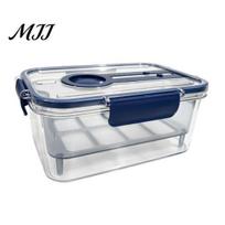 Tofu Whey Strainer Crisper Box, with Mesh Drain Strainer, Seafood Freshness Keeper Separation Food Container, for Fresh Fruit Vegetable Storage mėlyna