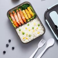 2 Compartment Insulated Lunch Box PP Bento Lunch Box Cute Leakproof Lunch Box  For Office mėlyna