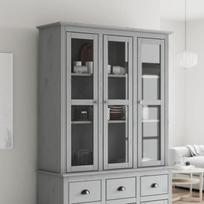 vidaXL Armoire avec portes vitrées BODO gris bois de pin massif 355079