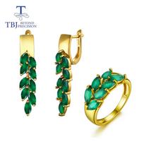 Natūralaus žalio agato papuošalų rinkinys 925 sterlingų sidabro madingi papuošalai mergaičių ir moterų jubiliejui arba kasdieniam dėvėjimui us ring size 6# žalia
