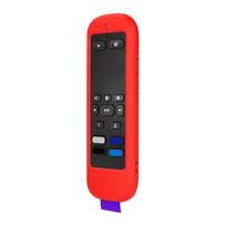 Protective Cover Comfortable Grip with Strap Stain-resistant Shockproof Anti-slip Texture Effective Protection Smart TV Remote Control Silicone Case raudona