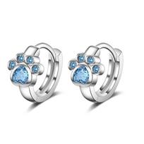 925 Sterling Silver Piercing Crystal Cut Cat Paw Stud Earrings For Women Accessories Party Earrings Gift Eh263