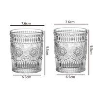 10.3oz/12oz Gold Edge Glass Cup Water Bottle 2pcs Sunflower Pattern Relief Tea Cup Transparent Drinking Glasses Cocktail Glass 2pcs gray