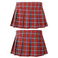 Moterų mokyklos mergaičių languoti uniforminiai aukšto juosmens klostuoti mini šortai sijonai Cosplay kostiumas 2XL raudona