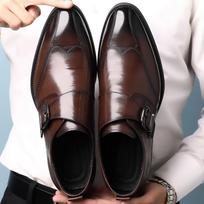 Madingi vyriški oficialūs odiniai bateliai su sagtimi Vyriški formalūs odiniai batai Oxfords Avalynė Aukštos kokybės vyriški Oxfords Vyriški odiniai batai Mokasinai 38 tamsiai ruda spalva