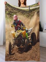 Keturratis 4 ratų ATV Lenktyninis Mesti pledas Anime Dekoras Lovos patalynė Personalizuotos dovanos Pledai 75X95CM pilka spalva