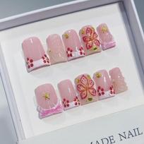 3D Floral Handcrafted French Press-On Nails Extra Small