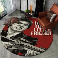 3D Printing Movie Scarface Tony HD Round Carpet Rug for Living Room Bedroom Child Playroom Decor,Pet Area Rug Non-slip Floor Mat Diameter 60cm