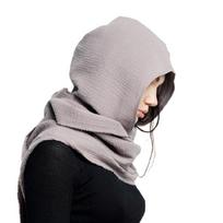 Solid Color Hooded Scarf Adult Teens Suit Cotton Pullover Hat Shawl for Teens pilka spalva