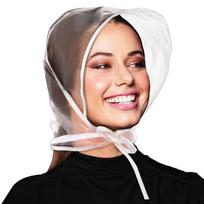 Women's Clear Plastic Bonnet-Style Rain Hat with Tie Closure 1pcs balta