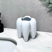 Modern Tooth Shape Bathroom Bathroom Electric Toothbrush Toothpaste Shelf Home Cute Dental Holder Storage Bucket Box Decoration gray