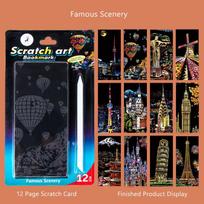Pcs/Set 12 Diy Scratch Painting World Famous Architectural Night Scenery Scraping Painting Manual Scratch Drawing Toys